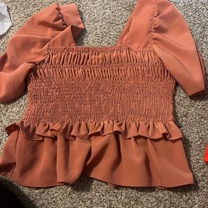 Orange Puff sleeve boutique shirt